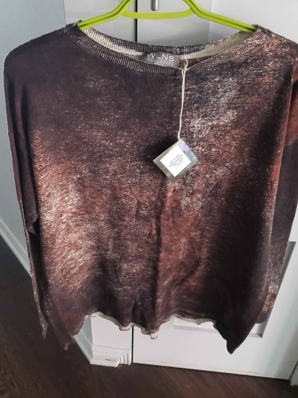 WLNS Metallic-Effect Brown Crewneck Sweater 100% Cashmere